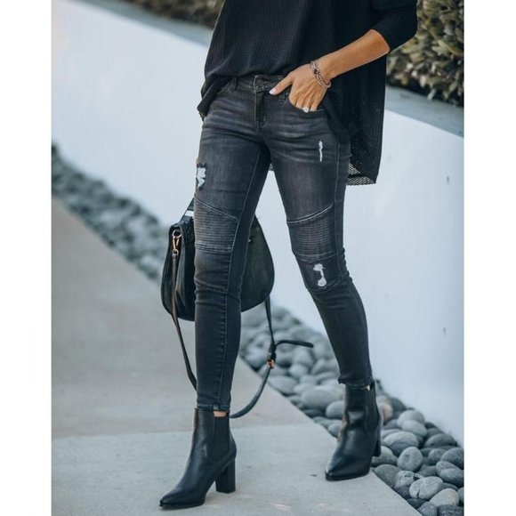 🔥HOST PICK🔥 CLEARANCE Justice Dark Gray Piped Frayed Skinny Jeans - Picture 3 of 7